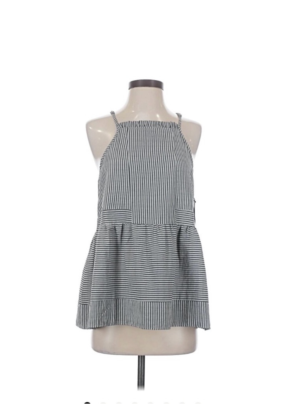 Doe & Rae Black and White Striped Halter Peplum Cami